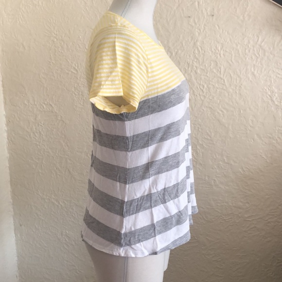 Michael Stars White Gray Yellow Stripe T-Shirt - Picture 4 of 8